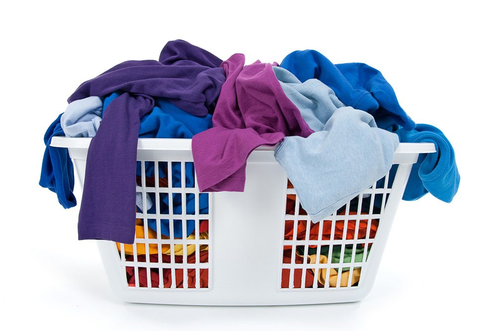 laundry basket filled with clothes